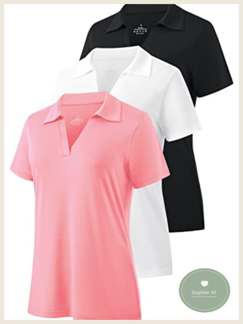 Women's Golf Polo Shirts Short Sleeve V-Neck Stretch Athletic Top